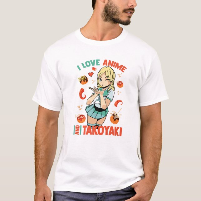 I Liebe Anime and Takoyaki - Niedlich Kawaii - Man T-Shirt (Vorderseite)