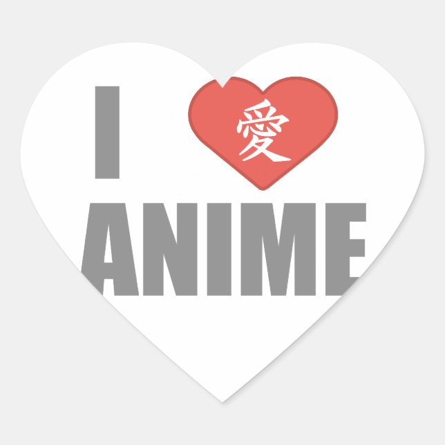 I Liebe Anime Herz-Aufkleber (Vorderseite)