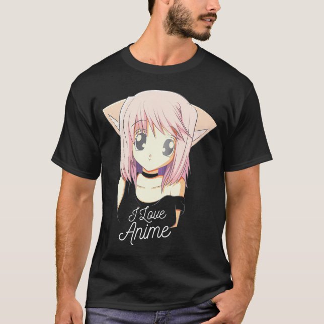 I Liebe Anime Niedlich Anime Girl Japanisch Swea T-Shirt (Vorderseite)