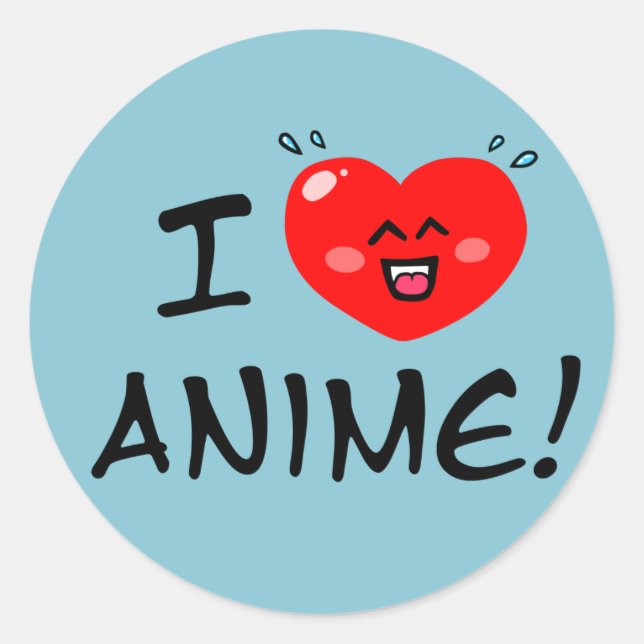 I Liebe Anime Runder Aufkleber (Vorderseite)