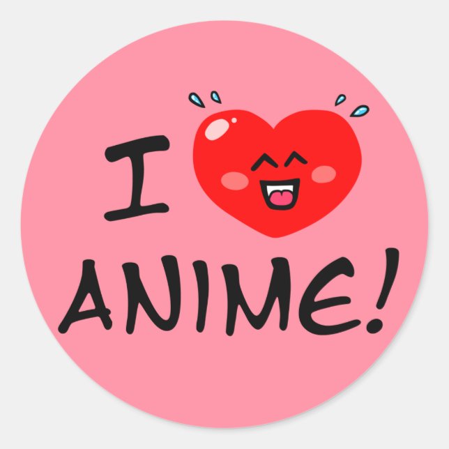 I Liebe Anime Runder Aufkleber (Vorderseite)