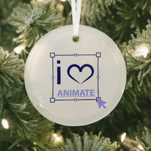 I Liebe animieren Ornament Aus Glas