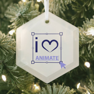I Liebe animieren Ornament Aus Glas