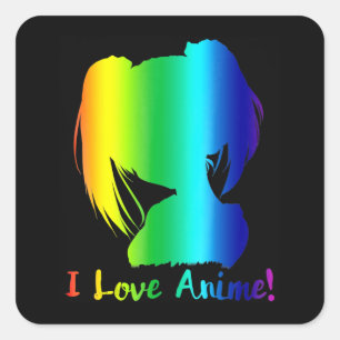 i Liebe animiert lustiges Manga Cosplay Quadratischer Aufkleber