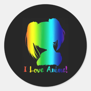 i Liebe animiert lustiges Manga Cosplay Runder Aufkleber