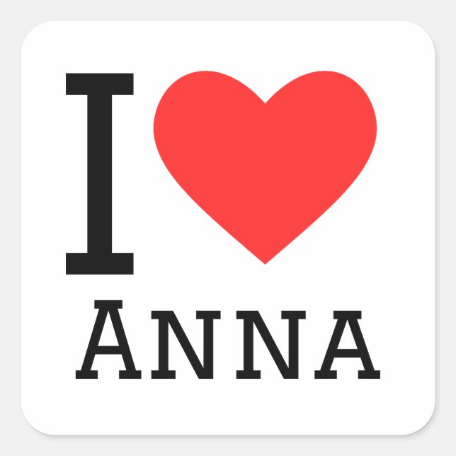 I Liebe anna Quadratischer Aufkleber (Vorderseite)