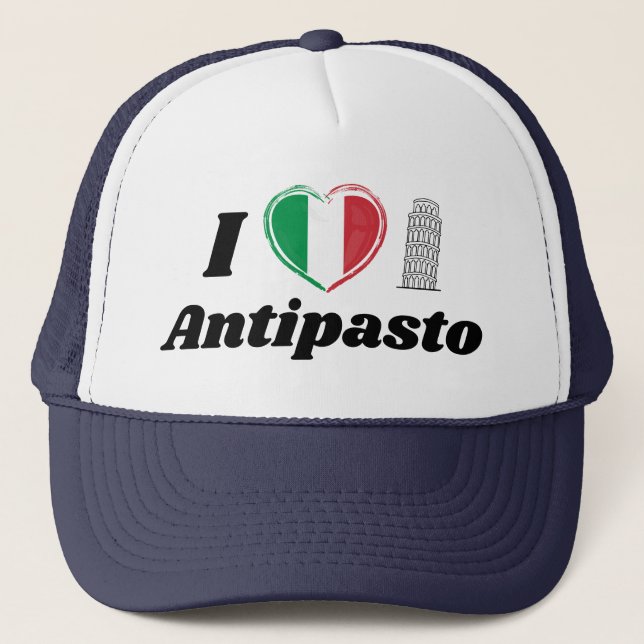 I Liebe Antipasto Italienische Herzenflagge Trucke Truckerkappe (Vorderseite)