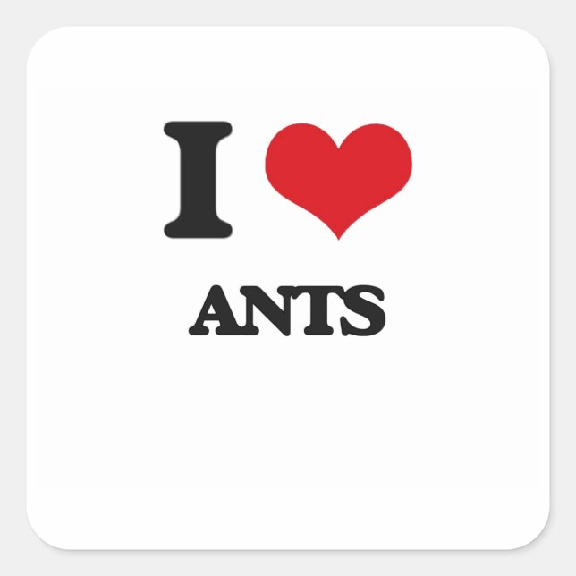 I Liebe Ants Quadratischer Aufkleber (Vorderseite)