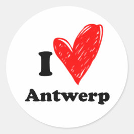 I Liebe Antwerpen Runder Aufkleber