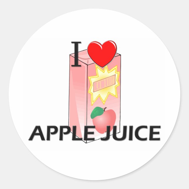 I Liebe Apfelsaft Runder Aufkleber (Vorderseite)