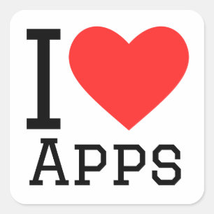 I Liebe Apps Quadratischer Aufkleber