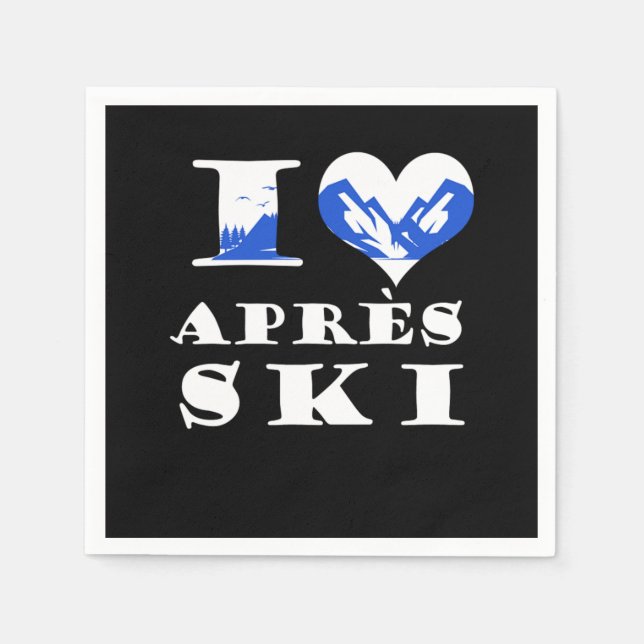 I Liebe Apres Ski Skifahren Schnee Wintersportgesc Serviette (Vorderseite)
