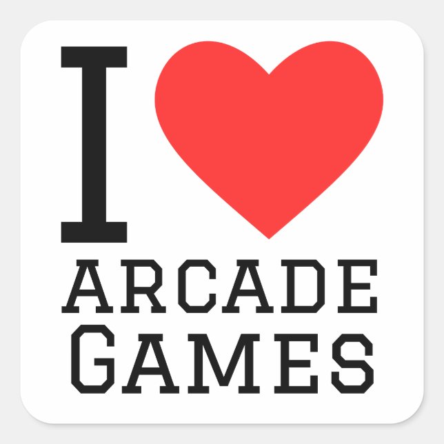 I Liebe Arcade Games Quadratischer Aufkleber (Vorderseite)