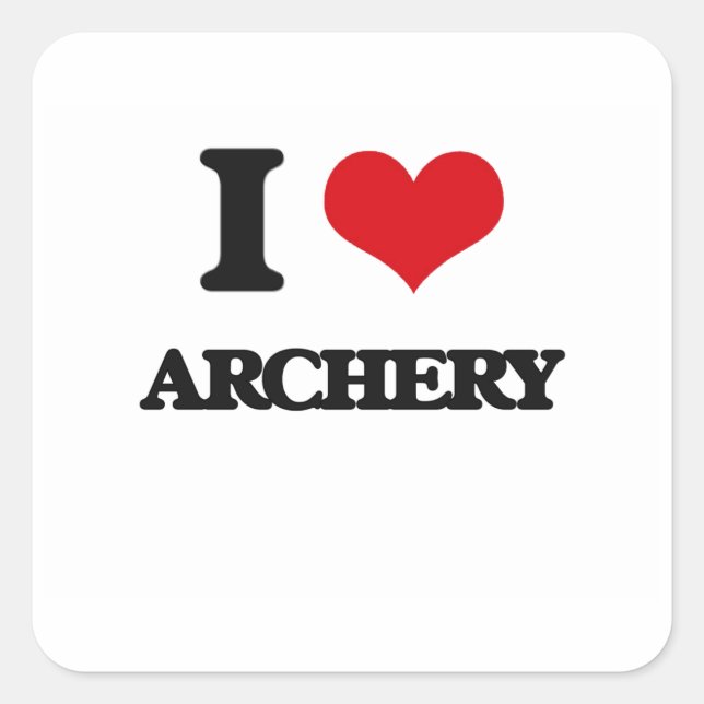 I Liebe Archery Quadratischer Aufkleber (Vorderseite)