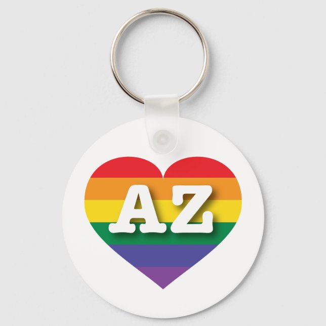I Liebe Arizona Rainbow Heart Schlüsselanhänger (Vorderseite)