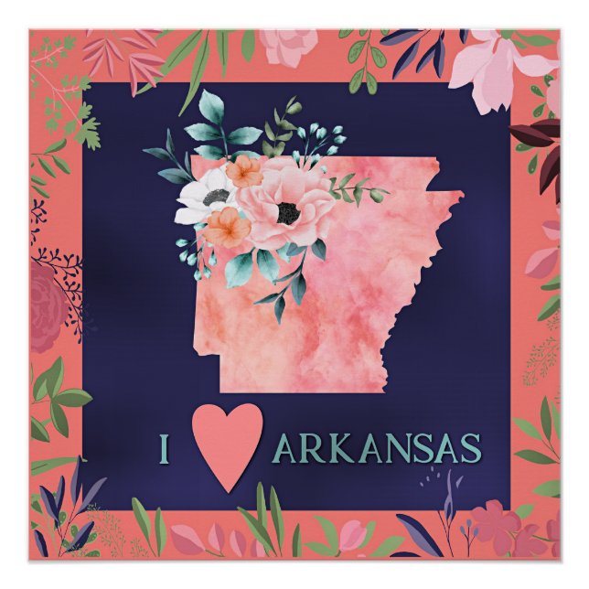 I Liebe Arkansas, Aquarellblume, Poster (Vorderseite)