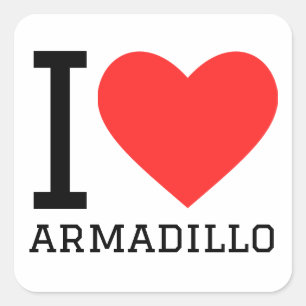 I Liebe armadillo Quadratischer Aufkleber