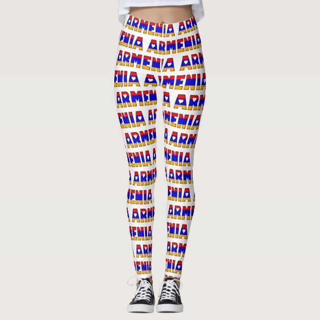 I Liebe Armenia Flag Farben Typografie Muster Nied Leggings (Vorderseite)