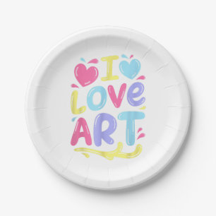 I Liebe Art, Artist Painter Colorful Painting Gift Pappteller