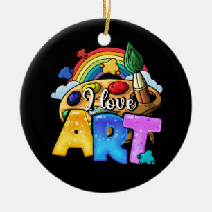 I Liebe Art Artist Painter Colorful Painting Rainb Keramik Ornament