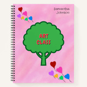 I Liebe Art Heart Balloons Tree Name Notizbuch