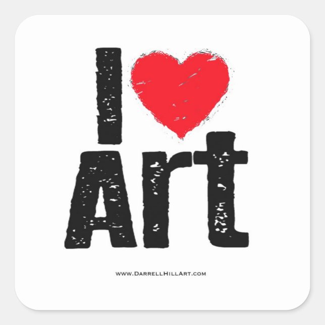 I Liebe Art Quadratischer Aufkleber (Vorderseite)