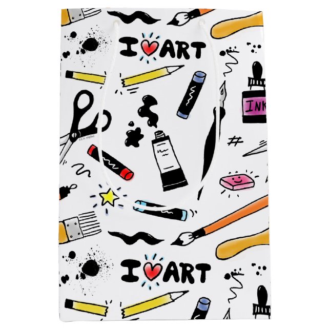 I Liebe Art Supplies Pattern Mittlere Geschenktüte (Vorderseite)