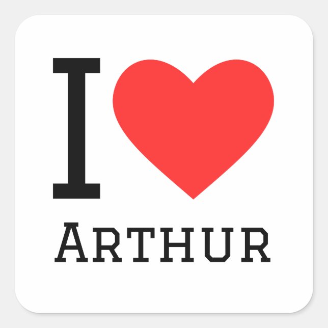 I Liebe Arthur Quadratischer Aufkleber (Vorderseite)