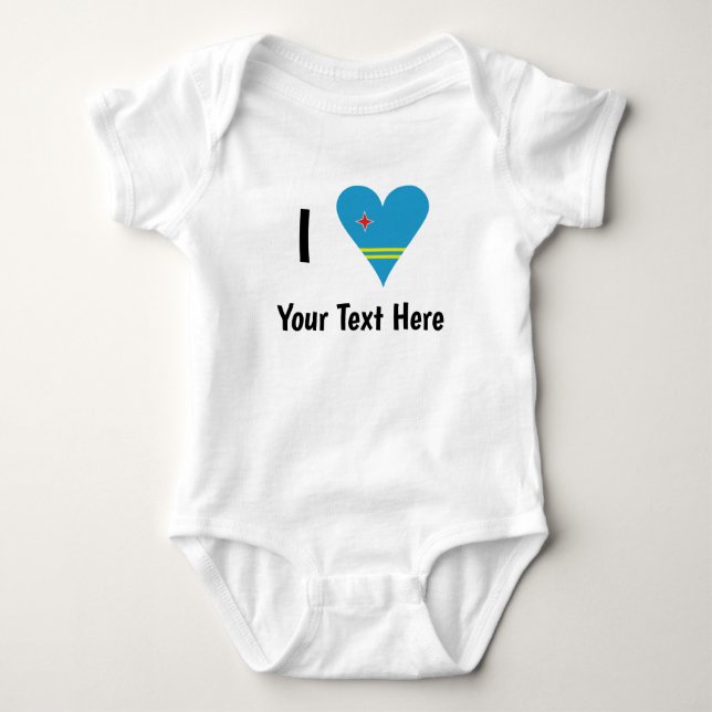 I Liebe (Aruba Herzenflagge) Personalisiert Baby Strampler (Vorderseite)