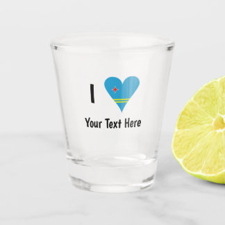 I Liebe (Aruba Herzenflagge) Personalisiert Schnapsglas