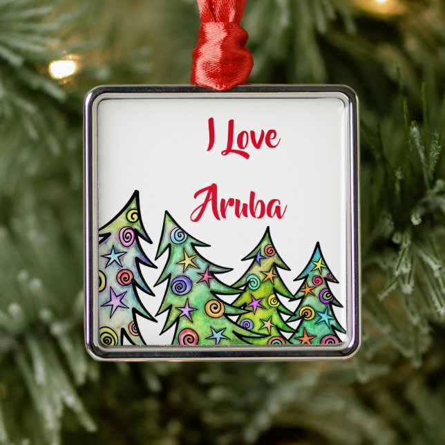 I Liebe Aruba Ornament Aus Metall (Baum)