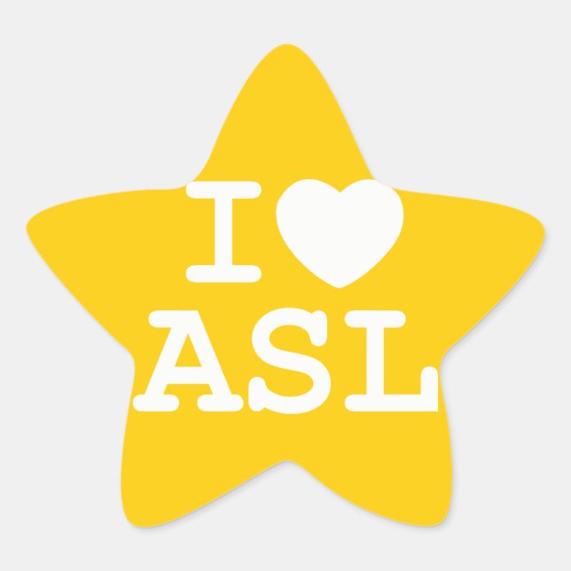 I Liebe ASL (Farbe) Stern-Aufkleber (Vorderseite)