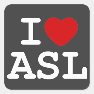 I LIEBE ASL QUADRATISCHER AUFKLEBER