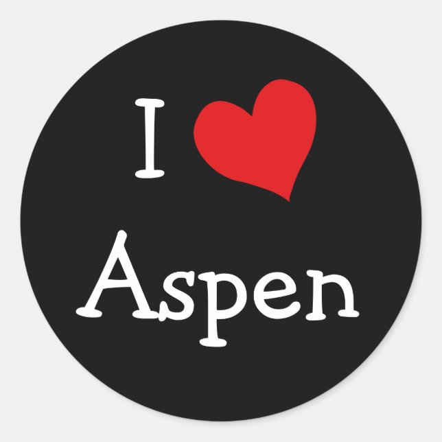 I Liebe Aspen Runder Aufkleber (Vorderseite)