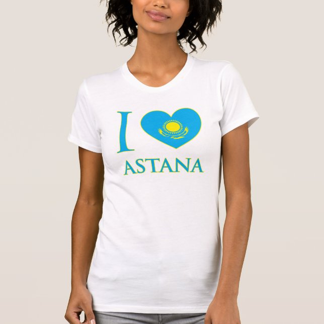 I Liebe-Astana-Damen-Behälter-Spitze (angepasst) T-Shirt (Vorderseite)