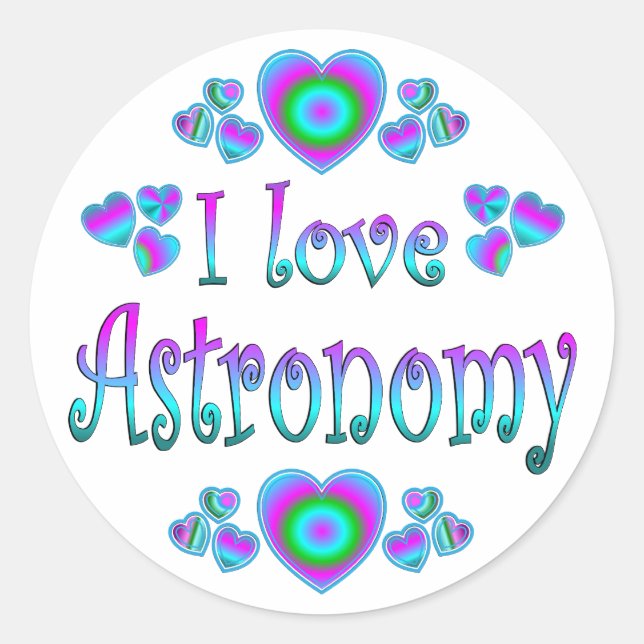 I Liebe Astronomie Runder Aufkleber (Vorderseite)