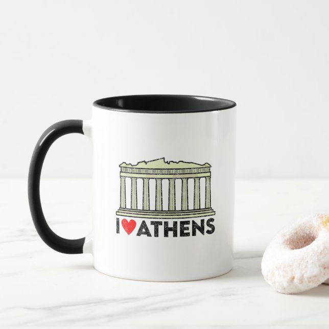 I Liebe Athen mit Parthenon Akropolis Sehenswürdig Tasse (Mit Donut)