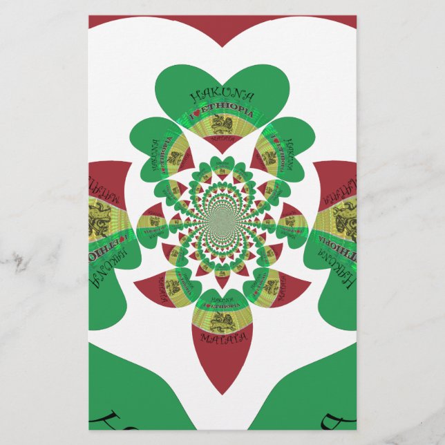 I Liebe Äthiopia Kaleidoscope - Heartfelt Rasta Ar Briefpapier (Vorderseite)
