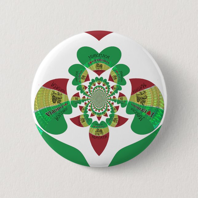 I Liebe Äthiopia Kaleidoscope - Heartfelt Rasta Ar Button (Vorderseite)