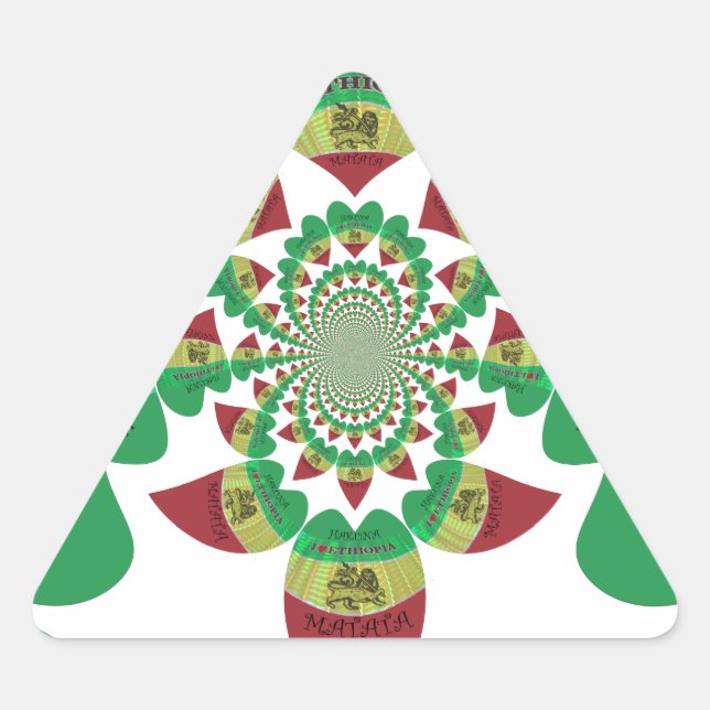 I Liebe Äthiopia Kaleidoscope - Heartfelt Rasta Ar Dreieckiger Aufkleber (Vorderseite)