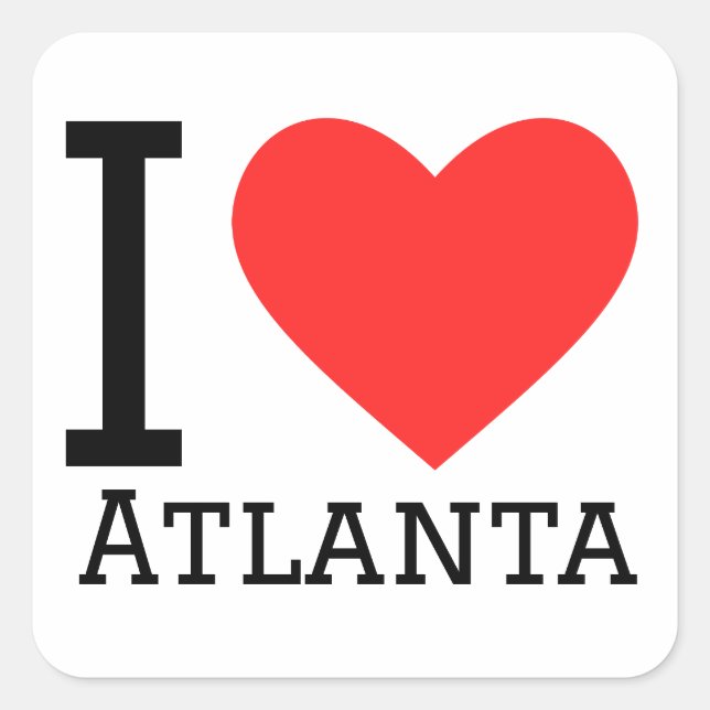 I Liebe Atlanta Quadratischer Aufkleber (Vorderseite)