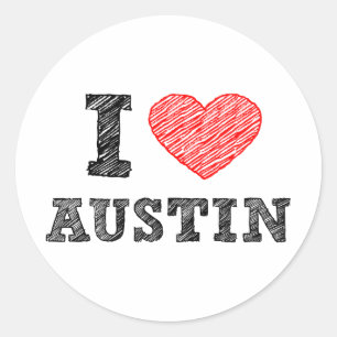 I Liebe Austin Runder Aufkleber