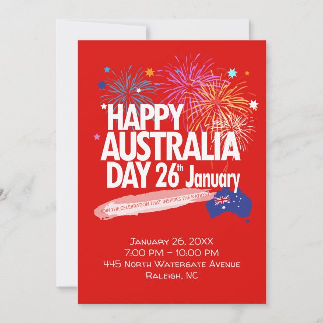 "I LIEBE AUSTRALIA" Australien Tag 26. Januar Einladung (Vorderseite)