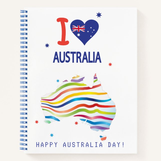 "I LIEBE AUSTRALIA" Australien Tag 26. Januar Notizbuch (Vorderseite)