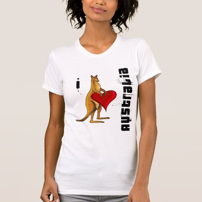 I Liebe Australien - Känguruherzentwurf T-Shirt (Vorderseite)