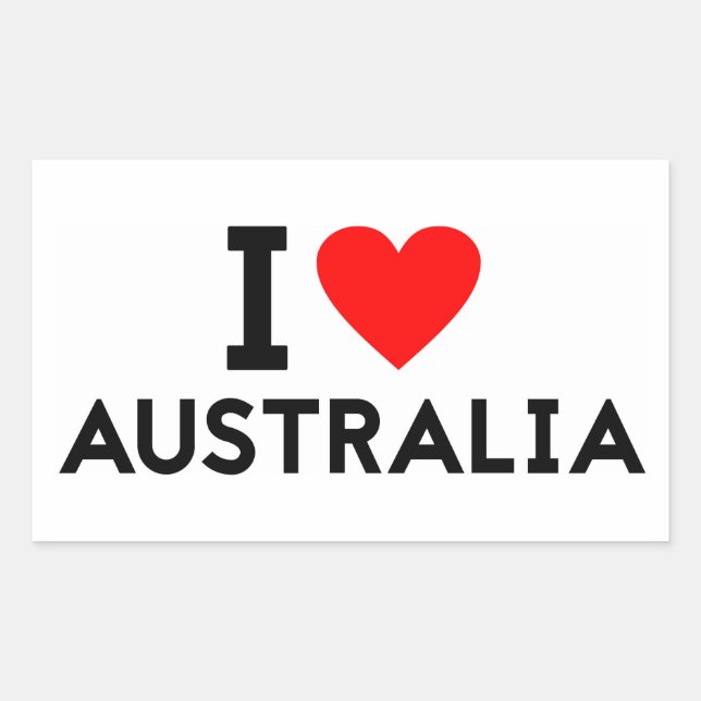 i Liebe Australien Land Nation Herzsymbol Rechteckiger Aufkleber (Vorderseite)
