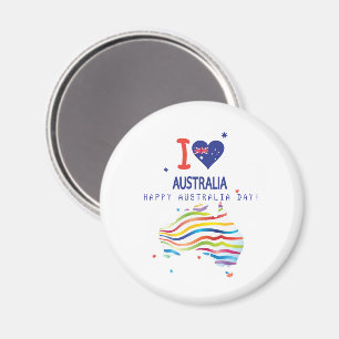 I LIEBE AUSTRALIEN mit Herz und Kartenzeichen Magnet