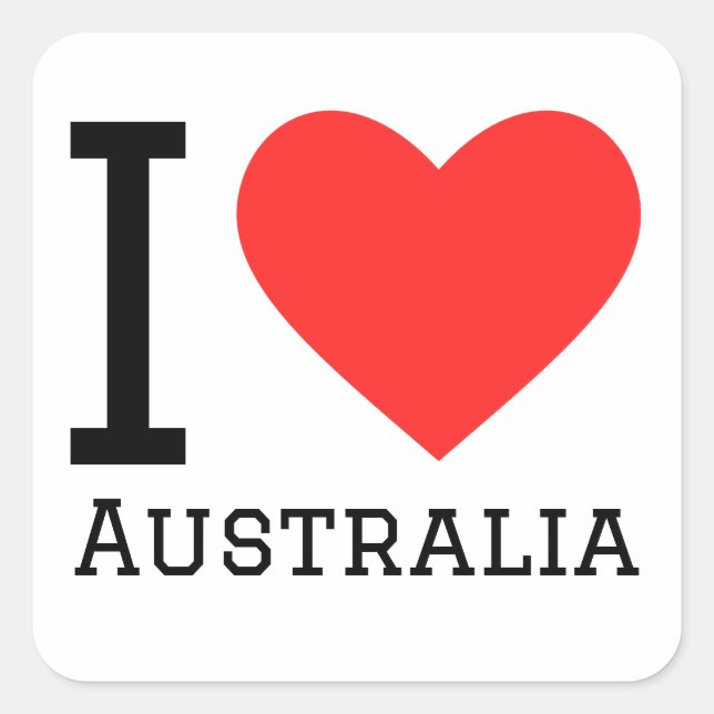 I Liebe Australien Quadratischer Aufkleber (Vorderseite)