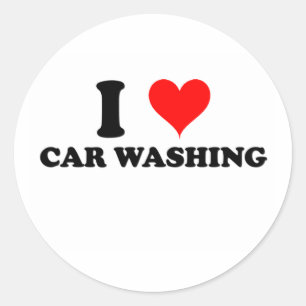 I Liebe Auto waschen Runder Aufkleber