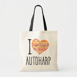 I Liebe Autoharp Orange Mandala Herz Tragetasche